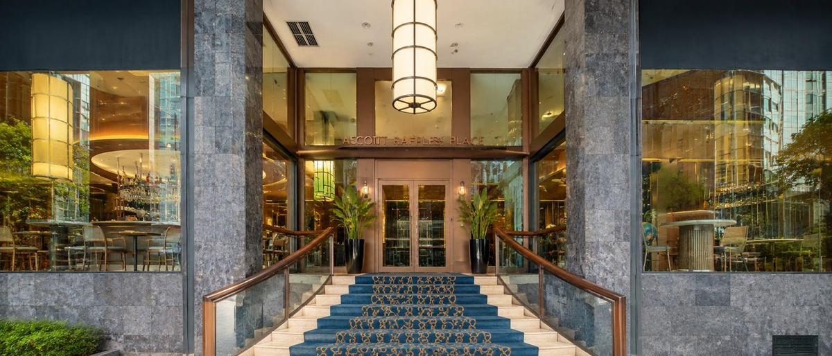Entrance to Ascott Raffles Place at 2 Finlayson Green, Singapore